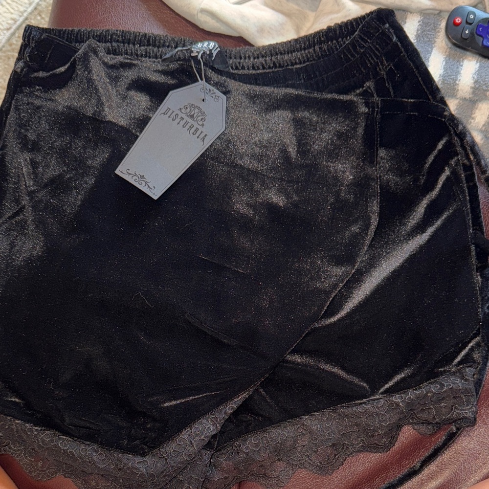 Disturbia Black Velvet High Waist Shorts